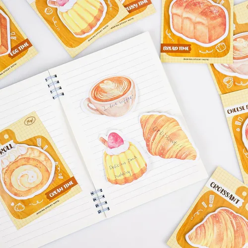 Miniatura 7 de Tema para hornear pan, notas adhesivas, bloc de notas autoadhesivas, kawaii lindo, suministros escolares de oficina