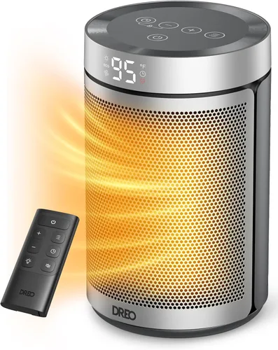 Miniatura 8 de Dreo - Calefactor eléctrico portátil de interior, con termostato, pantalla digital, temporizador 1-12 h, modo ecológico/ventilador, 1500 W PTC, Negro