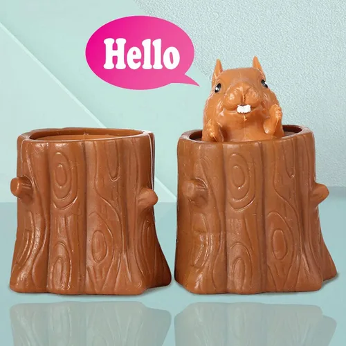 Miniatura 7 de Juego de 3 piezas de juguetes de ardilla para apretar, taza de ardilla malvada, juguetes sensoriales para ansiedad, juguete para apretar