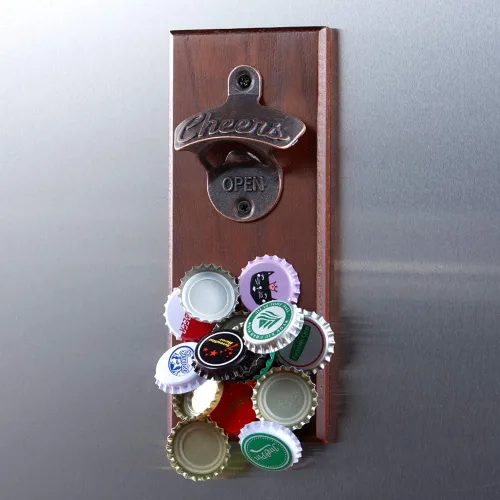 Miniatura 8 de Abrebotellas con colector de tapas, abrebotellas de madera vintage montado en la pared, regalo ideal para hombres y amantes de la cerveza, uso como