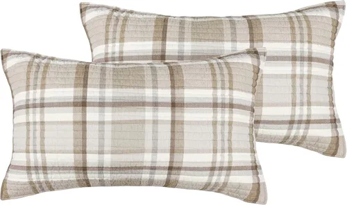 Miniatura 6 de Levtex Home - Funda estándar acolchada a cuadros Spencer (26 x 20 pulgadas) - Tartán de Navidad - Rojo, verde, blanco, azul, dorado - Sin relleno