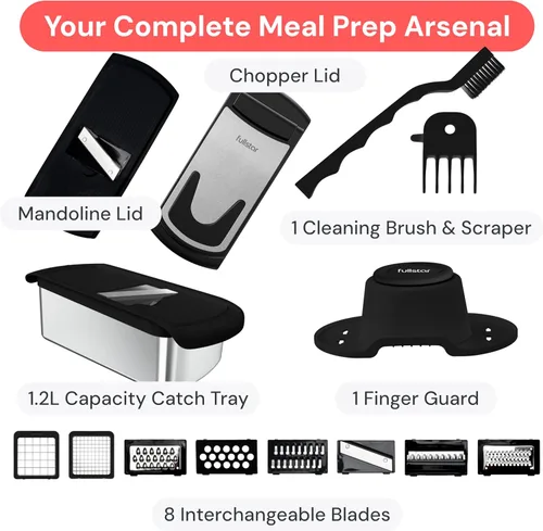 Miniatura 9 de Fullstar The Original Pro Chopper - Picador de verduras y espiralizador, picador de alimentos con recipiente, rebanador de frutas, utensilios