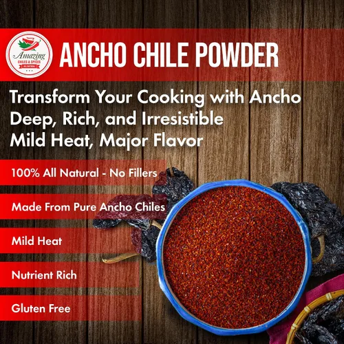 Miniatura 3 de Pimienta de chile ancho molida (4 onzas), natural y de alta calidad. Ideal para recetas como mole mexicano, salsas, guisos, salsa, carnes