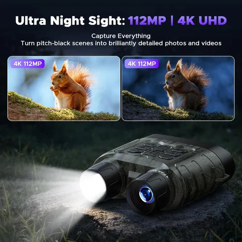 Miniatura 2 de Gafas de visión nocturna, prismáticos de visión nocturna 4K, prismáticos infrarrojos de 112 MP, zoom digital 12X batería recargable de 5000 mAh