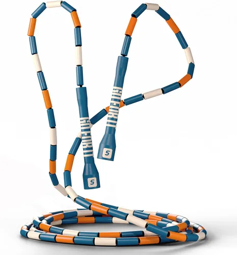 Sportbit Elite Cuerda de Saltar con Perlas - Cuerda de Velocidad Ajustable para Fitness, CrossFit, Boxeo - Sin Enredos, Ligera Azul/naranja/blanco