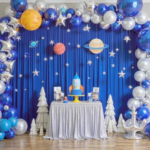 Miniatura 47 de Cortina de fondo azul bebé de 10 pies x 8 pies sin arrugas para fiesta, cortinas de fondo de poliéster azul para fotografías, decoraciones para baby