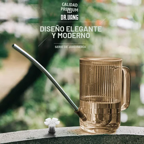 Miniatura 6 de Regadera pequeña para plantas de interior con boquilla larga (1L, marrón ámbar)