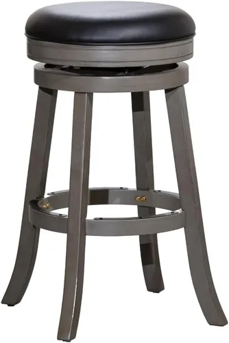 Miniatura 20 de DTY Indoor Living Creede - Taburetes de altura de mostrador de 26 pulgadas, giratorios sin espalda, acabado cereza con asiento de cuero de hueso