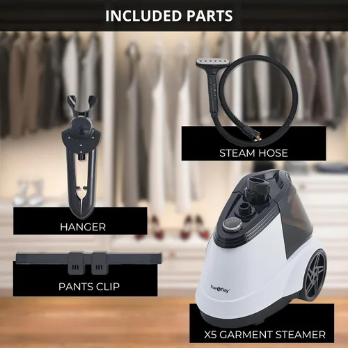 Miniatura 6 de True & Tidy® Vaporizador profesional para ropa comercial con tanque de agua extra grande de 3 litros (101 onzas), resistente con 3 ajustes de vapor