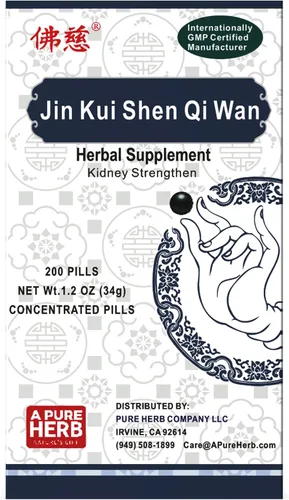 Foci Herbal Jin Kui Shen Qi Wan Apoyo a la salud renal de Apoyo a la salud del riñón 200 pastillas por botella
