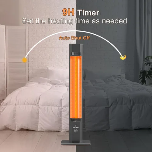 Miniatura 4 de Calentador para exteriores, 44 pulgadas, calefacción infrarroja de 1500 W con 9 niveles de calor para dormitorio