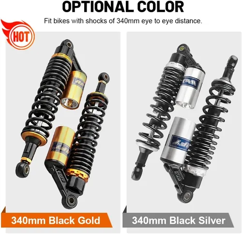Miniatura 8 de Par de amortiguadores de aire para motocicleta de 340 mm, ajuste universal para la parte trasera, para HONDA, Suzuki, Yamaha, Kawasaki ATV Go Kart