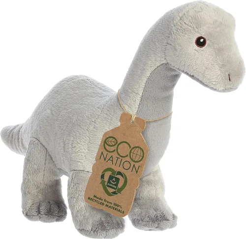 Aurora® Animal de peluche ecológico Eco Nation™ Brachiosaurus - Conciencia ambiental - Materiales reciclados - Gris 13.5 pulgadas