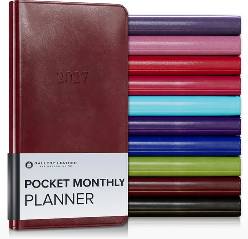 Miniatura 36 de Gallery Leather Agenda Mensual Grande 2025-2026, Elegantemente Encuadernada Planificador de Calendario y Cuaderno con Elegantes Bordes Dorados, 18