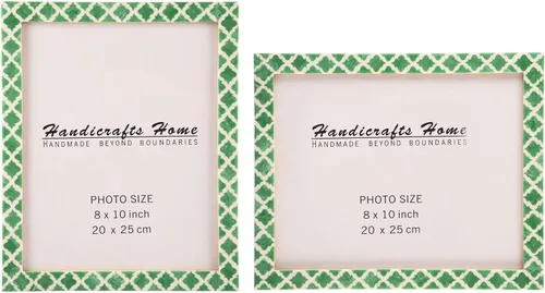 Miniatura 11 de Juego de 2 marcos de fotos hechos a mano con incrustaciones de resina, marcos de fotos decorativos marroquíes marrones y blancos de 4 x 6 pulgadas