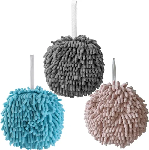 Miniatura 15 de Juego de 3 toallas de mano de felpilla con bucles para colgar, toallas de mano colgantes para baño o cocina, de secado rápido, toalla de baño