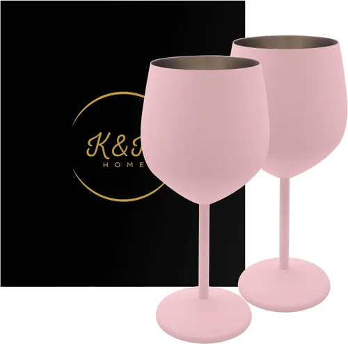 Miniatura 12 de K&K Home Copas de vino irrompibles de acero inoxidable cromado negro, 18 onzas, juego de 2 copas de vino de metal de colores, perfectas