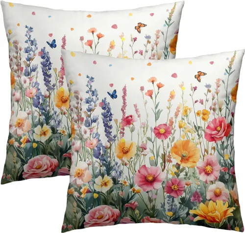 Miniatura 17 de Giwawa Juego de 2 fundas de almohada de calabaza otoñal de 16 x 16 pulgadas, fundas de cojín de algodón de madera de girasol para sofá, patio