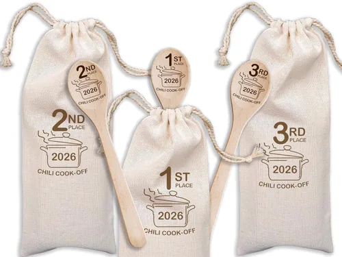 Miniatura 10 de Chili Cook Off Wooden Spoons Set Of 3 Chili Cook-Off Awards Champion Winner Event Prize Home Gifts Personalized Cook Off Trophy (3 Spoons)