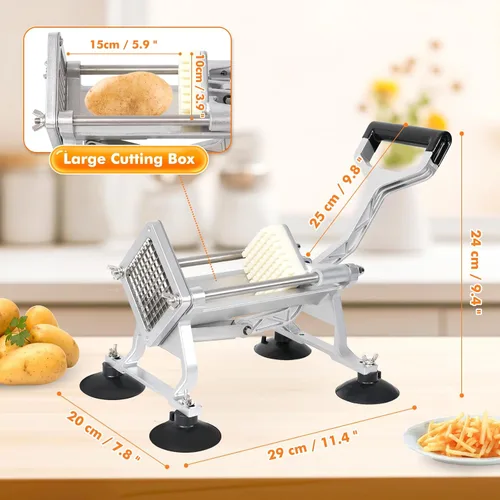 Miniatura 2 de Anatole Cortador comercial de papas fritas con cuchillas de acero inoxidable de 1/2 pulgadas, 3/8 pulgadas, 1/4 pulgadas, 8 cuñas, cortador de papas