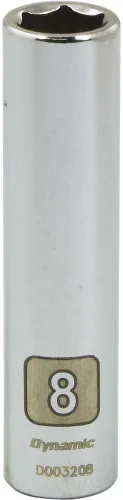 Miniatura 3 de Dynamic Herramientas 1/4" Drive 6 puntos métrico, 0.217 in de profundidad longitud, zócalo de acabado cromado