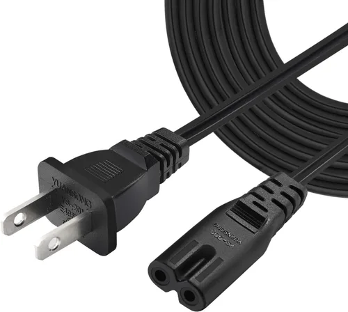 VSEER Cable de alimentación de repuesto universal SPT2 18AWG no polarizado con certificación UL de 2 ranuras (NEMA 1-15P a IEC C7), color negro (1
