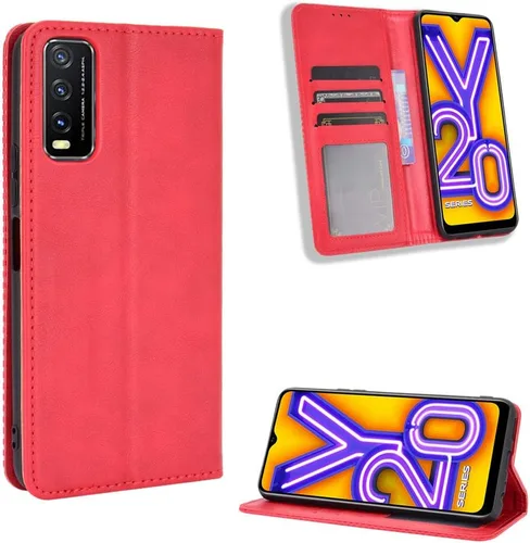 Miniatura 6 de Funda para Vivo Y20 2020, funda para Vivo Y20 2020 V2029 / Y20i V2027 Funda de piel sintética con tapa negra