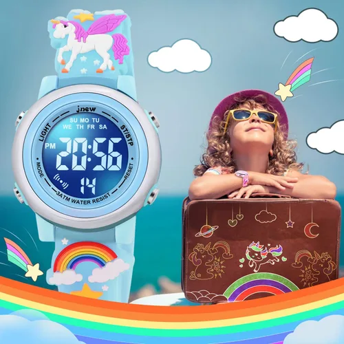 Miniatura 47 de Relojes impermeables de dibujos animados 3D para niñas con alarma, los mejores regalos de juguetes para niñas de 3 a 12 años