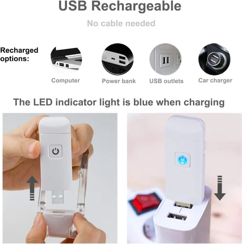 Miniatura 5 de HONWELL Luz LED recargable con clip, 3 niveles de brillo regulables para protección ocular, lámpara de lectura portátil para ratones de biblioteca