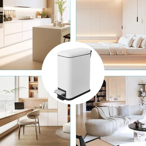 Miniatura 2 de Cubo de basura pequeño para baño con tapa, cubo de basura de 1.3 galones con cubo interior extraíble, cubo de basura delgado con tapa de cierre
