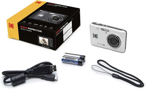 Miniatura 8 de Kodak PIXPRO FZ45 - Cámara digital (blanco) + Tarjeta de memoria de 32GB + Estuche para cámara Point and Shoot + Monópodo extensible + Lápiz limpia
