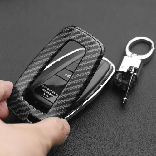 Miniatura 6 de Funda para llavero Toyota, funda de llavero con patrón de fibra de carbono ABS para Toyota Corolla Camry RAV4 Highlander 4Runner Prius CH-R Prado