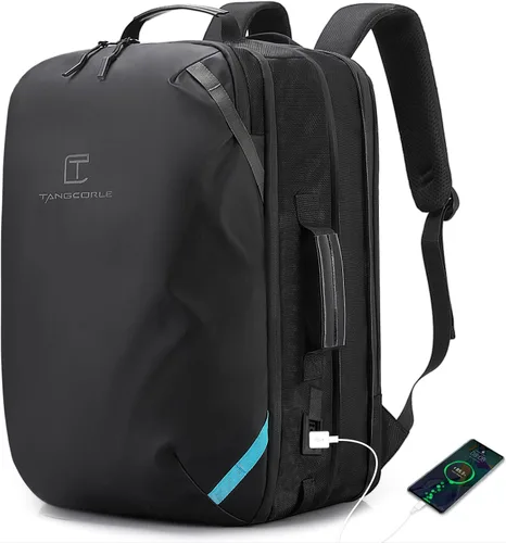 Miniatura 21 de TANGCORLE Mochila de viaje expandible aprobada para vuelos, mochila de 17.3 pulgadas para laptop de negocios para mujeres y hombres