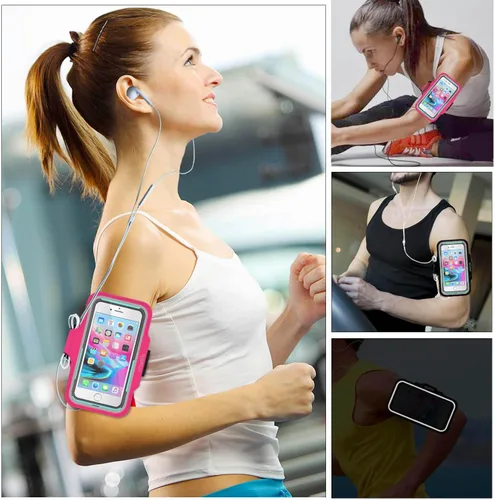Miniatura 5 de Soporte para teléfono con brazo para correr, brazalete celular para iPhone 15 14 13 12 11 Pro Max/XR/8 7 6s Plus, para Galaxy A/S/Note hasta 6.9 Rosa