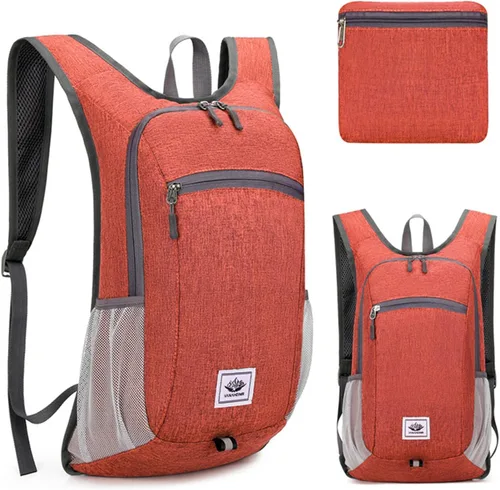 Miniatura 9 de DOJUNS Mochila de senderismo de 15 litros, mochila de viaje pequeña, ligera, plegable, plegable, mochilas de campamento para mujeres y hombres Negro