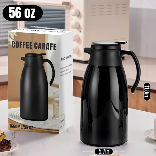 Miniatura 7 de PARACITY Jarra térmica de café con forro de acero inoxidable, jarras de café para mantener el calor, urna de café aislada al vacío de doble pared