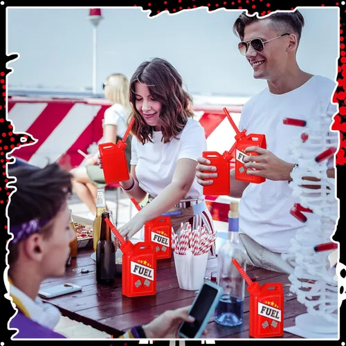 Miniatura 6 de Mifoci Paquete de 12 vasos de combustible para autos de carreras, vasos de 11 onzas con tema de carreras de pajita, recuerdos de fiesta