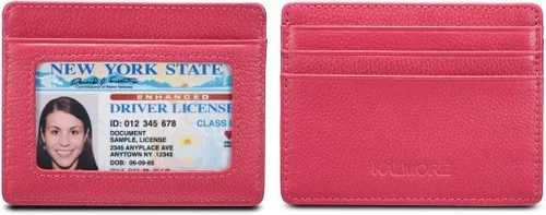 Miniatura 7 de KALMORE womens Credit Holder Genuine Leather Slim Minimalist Card Case Wallet, Black With Id Window