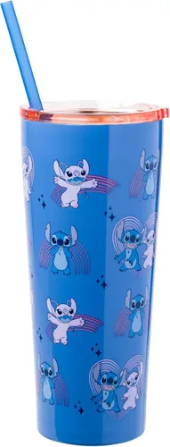 Miniatura 13 de Silver Buffalo Disney Lilo y Stitch Saludos desde Hawái con Scrump, Vaso de doble pared con forma de piña, 473 ml (16 oz)