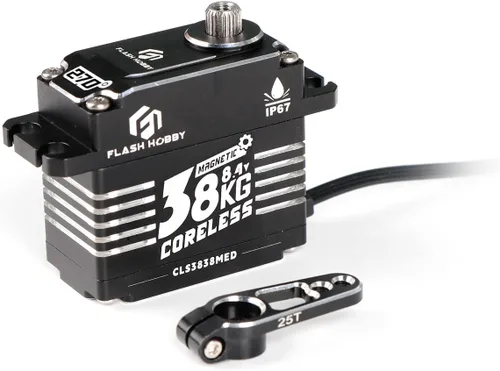 Miniatura 10 de Servo sin núcleo de 110.2 lbs, servo de alto par de torsión de 8.4 V, servo de engranaje de metal completo con IP67 impermeable y soporte magnético