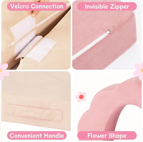 Miniatura 4 de Mini sofá de juegos para niños, sofá modular de espuma de flores, sofá convertible suave con funda lavable, muebles de escalada