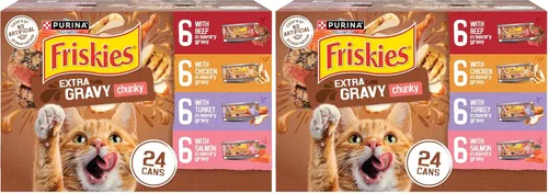 Miniatura 10 de Purina Friskies - Alimento húmedo extra en salsa para gatos, paquete variado de 24 unidades (con pollo, pavo, salmón, carne de res) (paquete de 24)