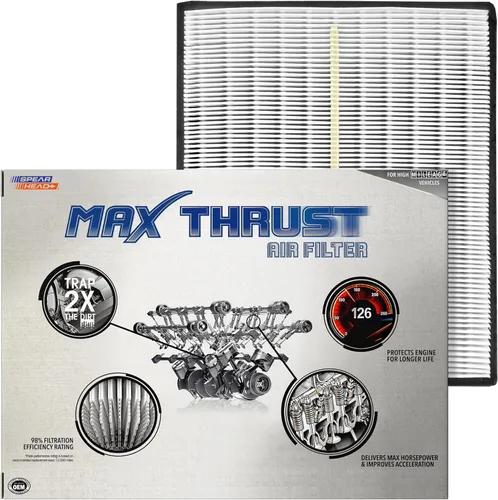 Miniatura 66 de Filtro de aire de motor Spearhead MPG Defense Max Thrust para vehículos de todo kilometraje, se adapta como el OEM, restaura MPG y aceleración