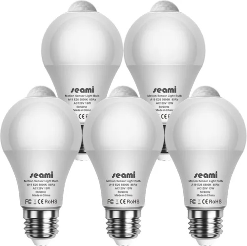 Miniatura 10 de Bombilla con sensor de movimiento, bombilla con detector de activación de movimiento para interiores, luz nocturna de seguridad del atardecer al