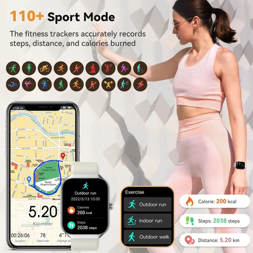 Miniatura 4 de Reloj inteligente para mujer, rastreador de actividad física con monitor de frecuencia cardíaca, sueño, podómetro, reloj inteligente