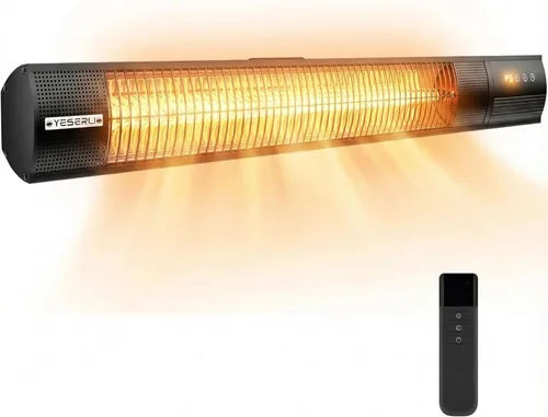 YESERLl - Calentador eléctrico de patio con control remoto, calentador de 1500 W, calentamiento rápido con 3 ajustes de potencia, calentador