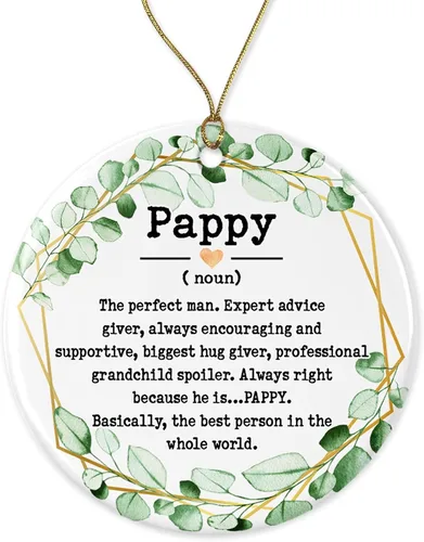 Pappy Noun Ornamento – Adorno de Navidad para Pappy – Adorno del Día del Padre – Regalos de Pappy – Definición de Pappy – Recuerdo impreso en un lado