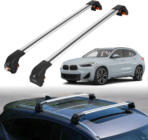 Miniatura 23 de ERKUL Barras transversales de techo de 220 libras para BMW X3 G01 2018-2024 Barras transversales de aluminio con bloqueo antirrobo para techo