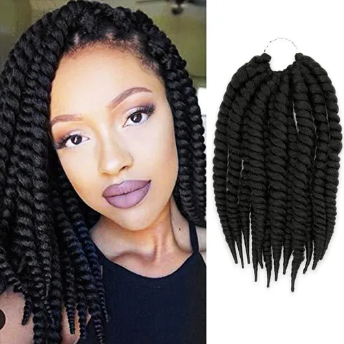 Miniatura 26 de Trenzas de ganchillo de pelo sintético auténtico doble Jumbo Senegalese Twist 12" (30)