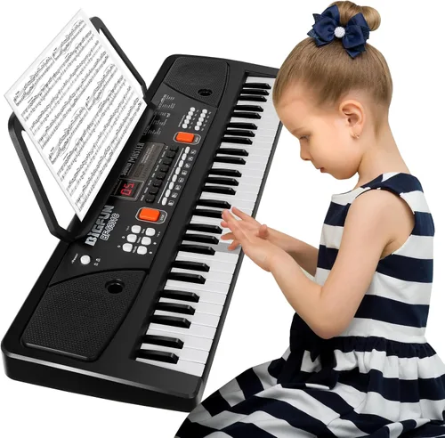 Miniatura 8 de M SANMERSEN Teclado de música para niños, juguete de piano electrónico portátil de 61 teclas con micrófono, herramienta de enseñanza